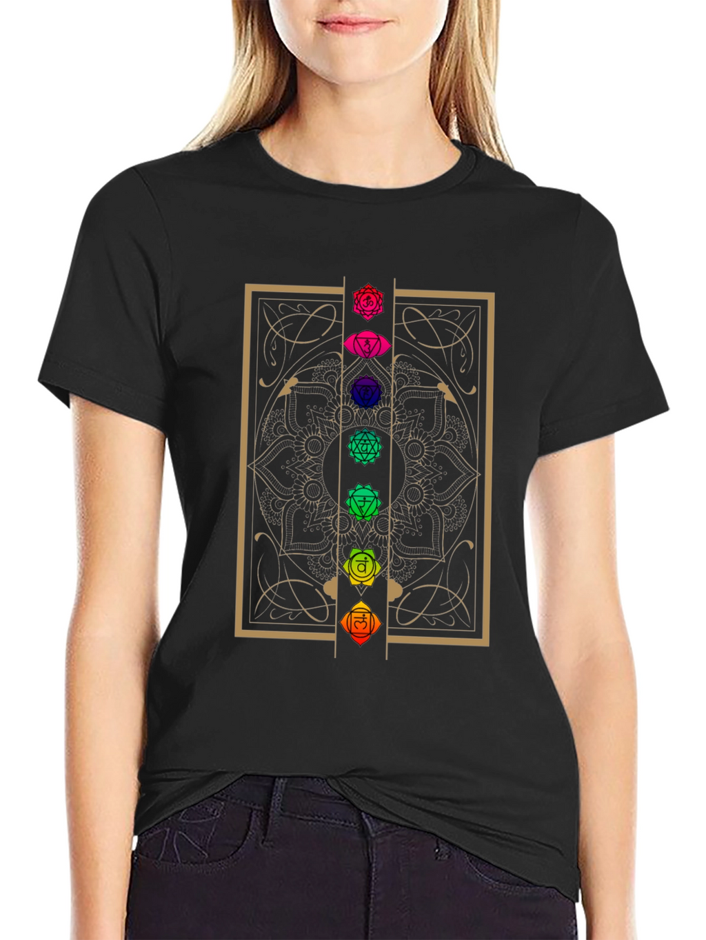 Chakra Mandala Graphic T-Shirt - Black