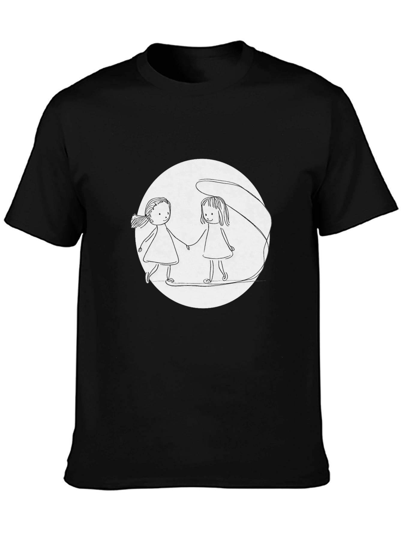 Girls Holding Hands T-Shirt - Black