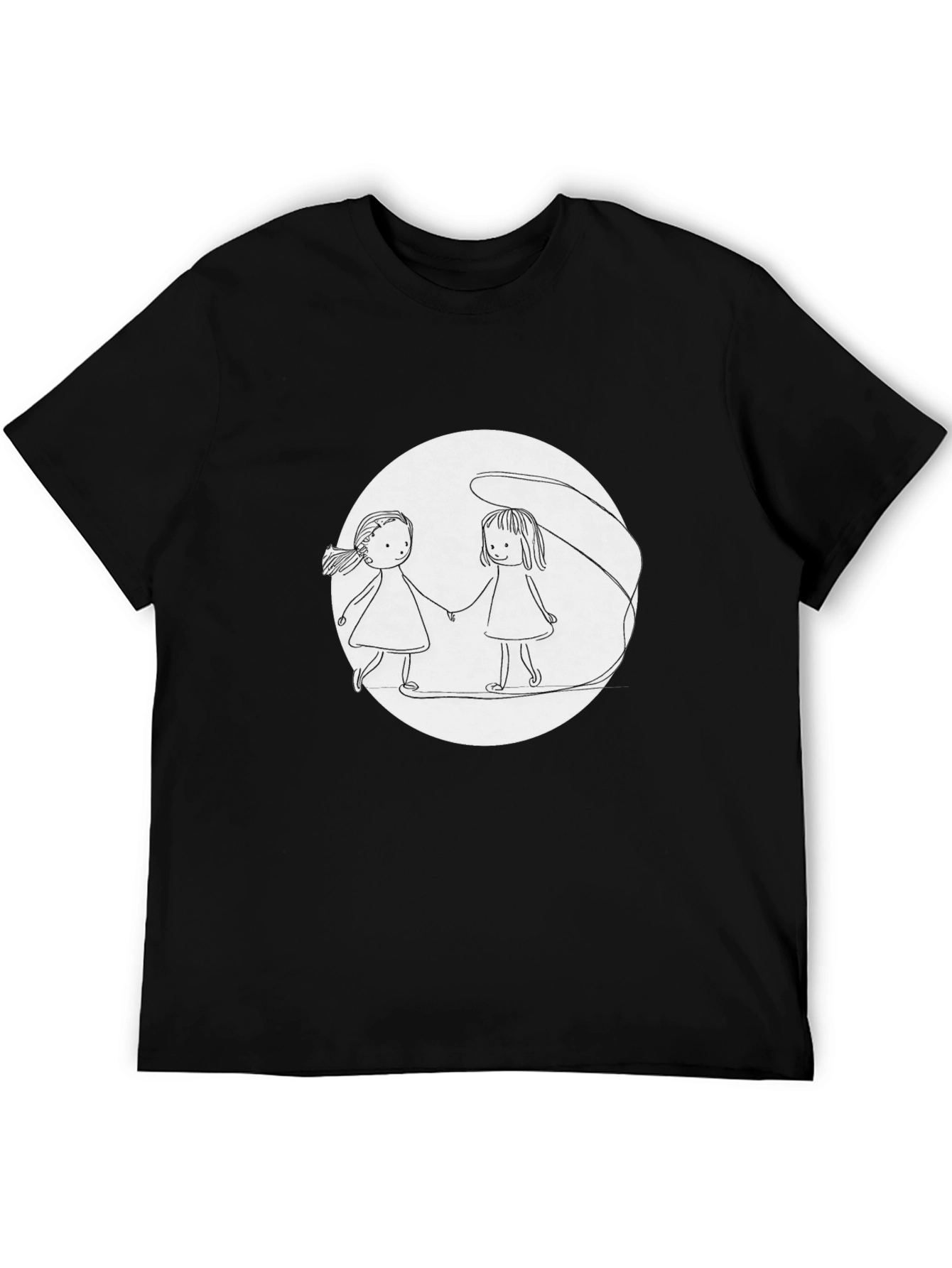 Girls Holding Hands T-Shirt - Black