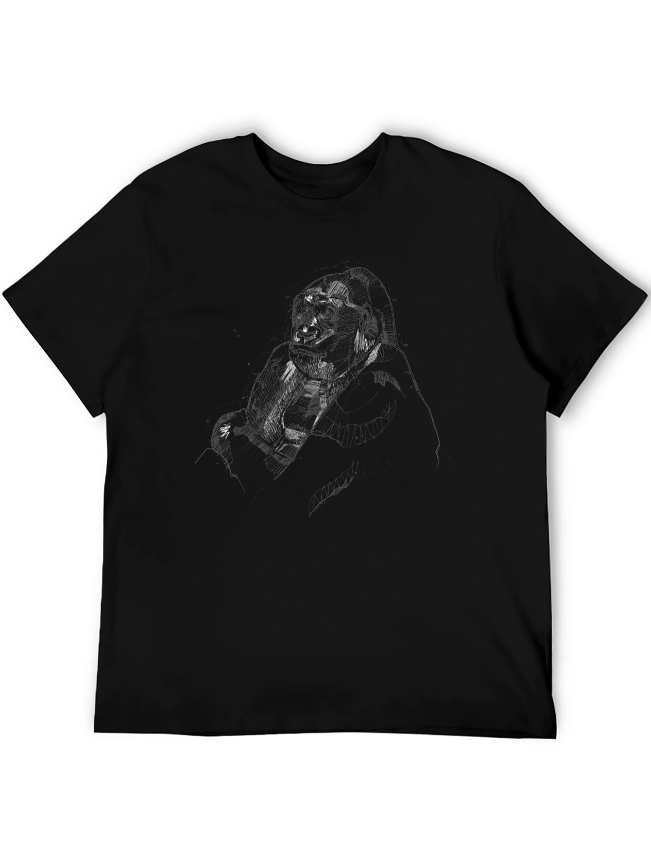 Black T-Shirt with Sketchy Graphic
