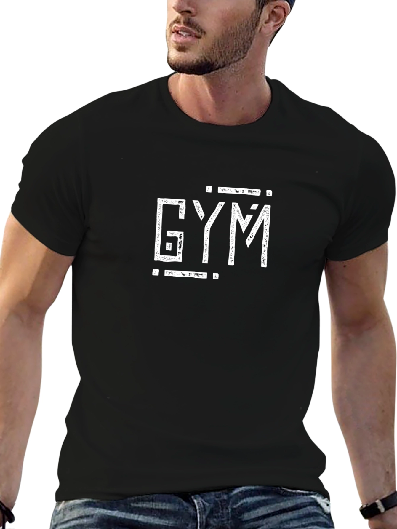 GYM Graphic Print Mens T-Shirt - Black