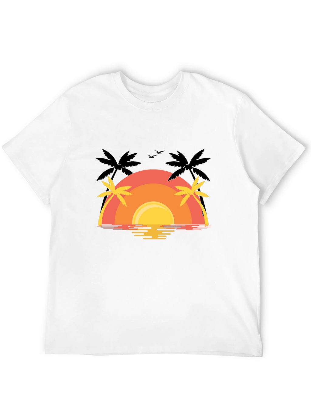 Sunset Palm Tree Graphic Tee - Black
