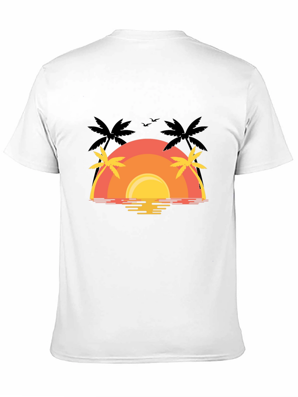 Sunset Palm Tree Graphic Tee - Black