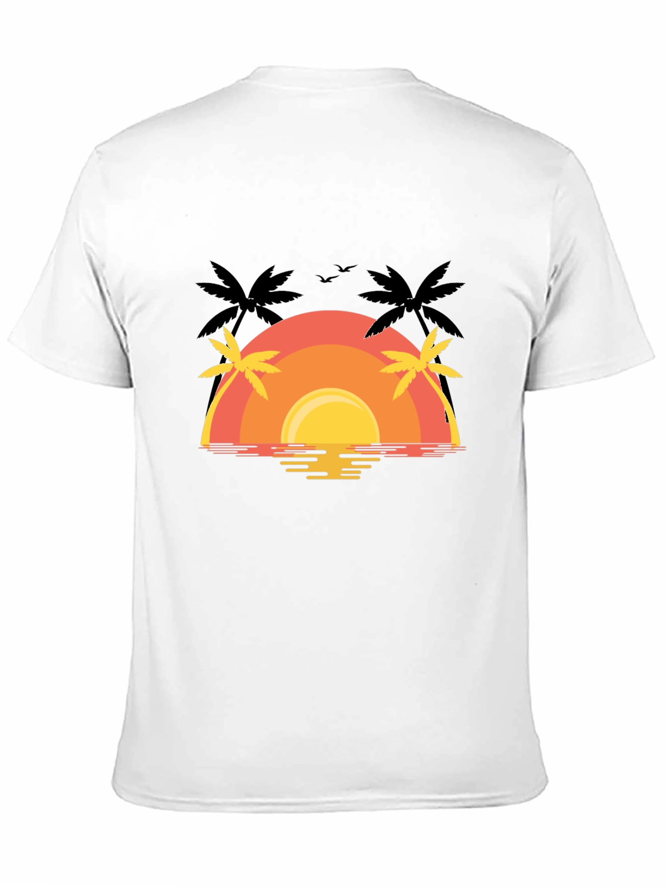 Sunset Palm Tree Graphic Tee - Black