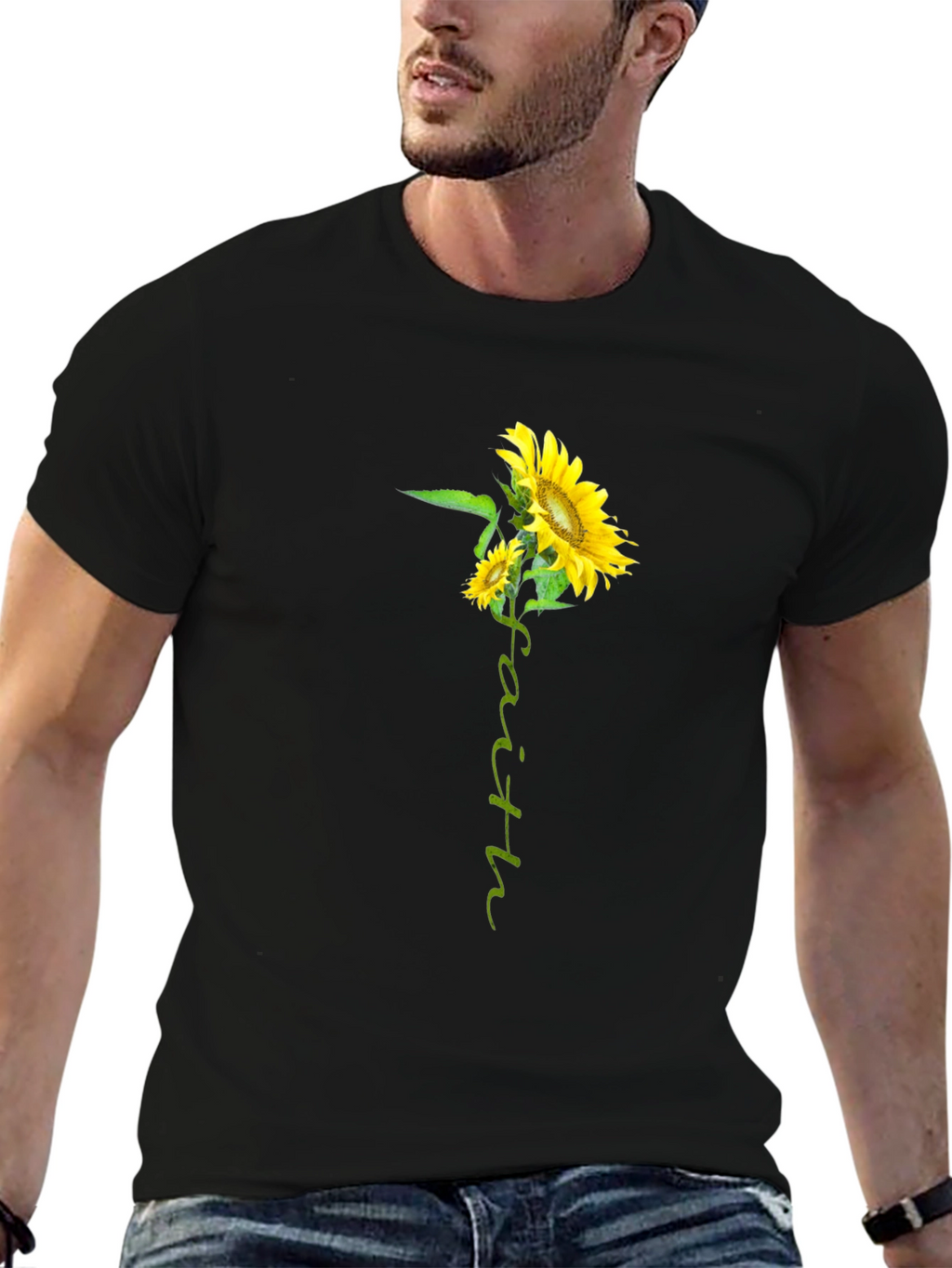 Faith Sunflower Graphic Tee - Black Unisex T-Shirt