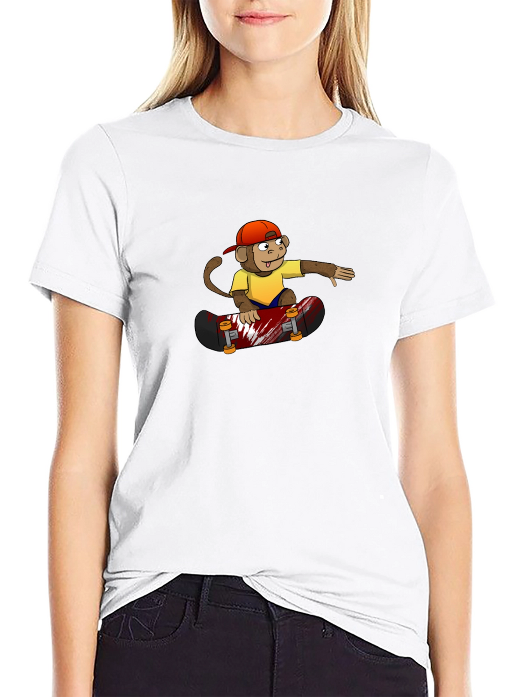 Monkey Skateboarder Black T-Shirt - Cool Graphic Tee