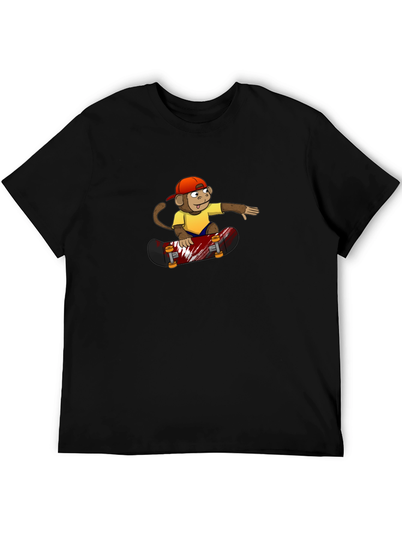 Monkey Skateboarder Black T-Shirt - Cool Graphic Tee