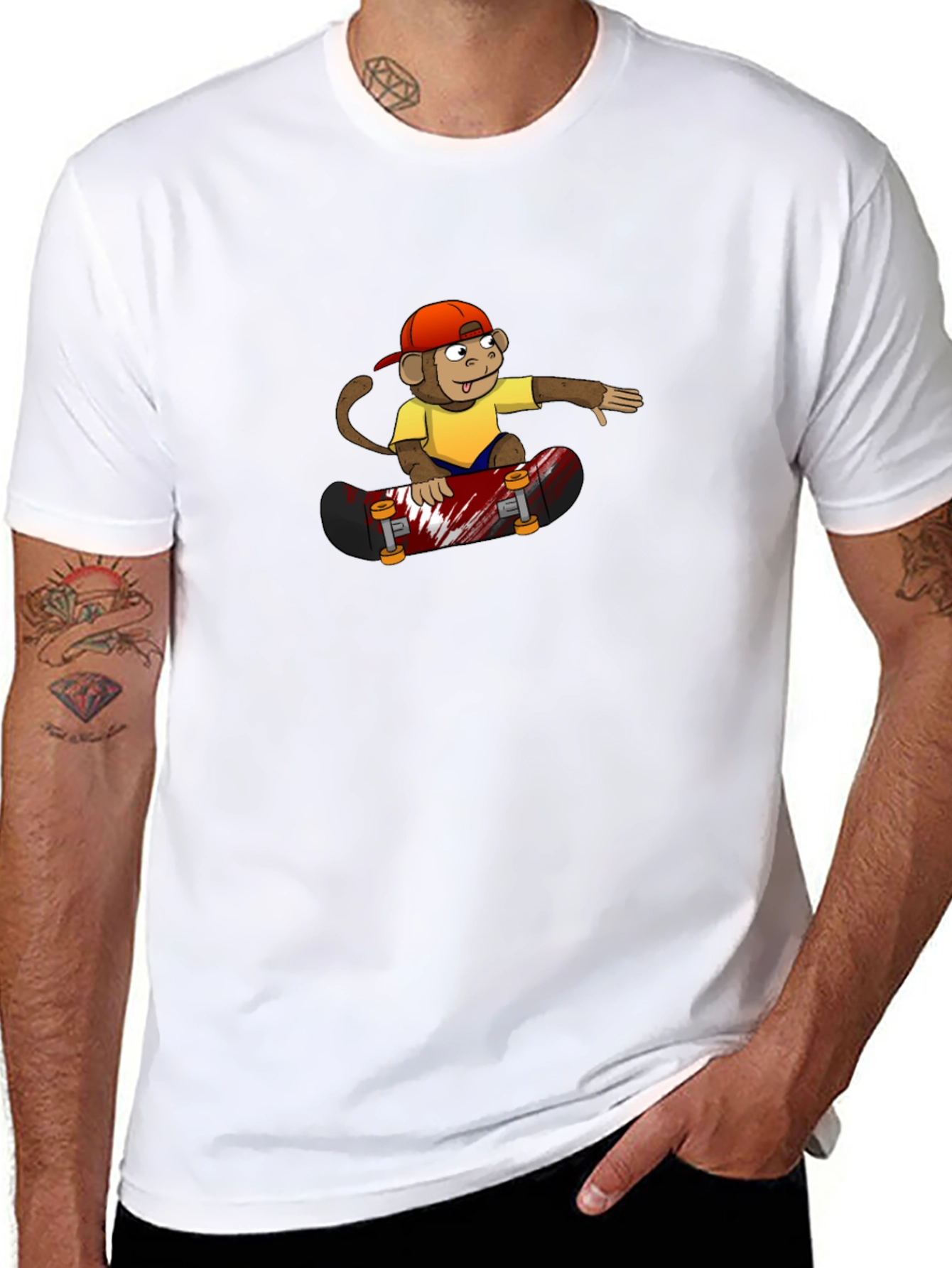 Monkey Skateboarder Black T-Shirt - Cool Graphic Tee