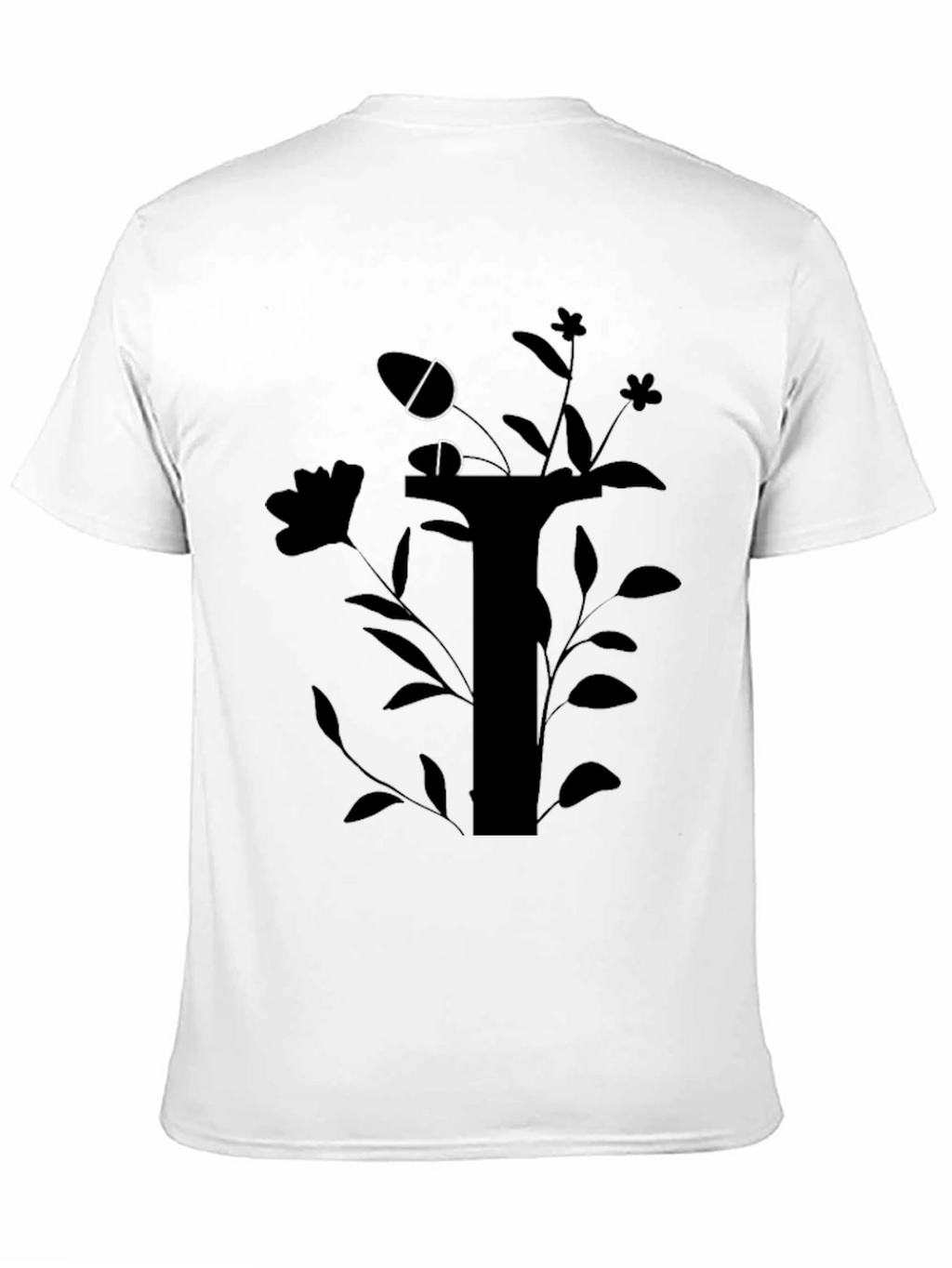 Black Graphic Tee with Floral Design