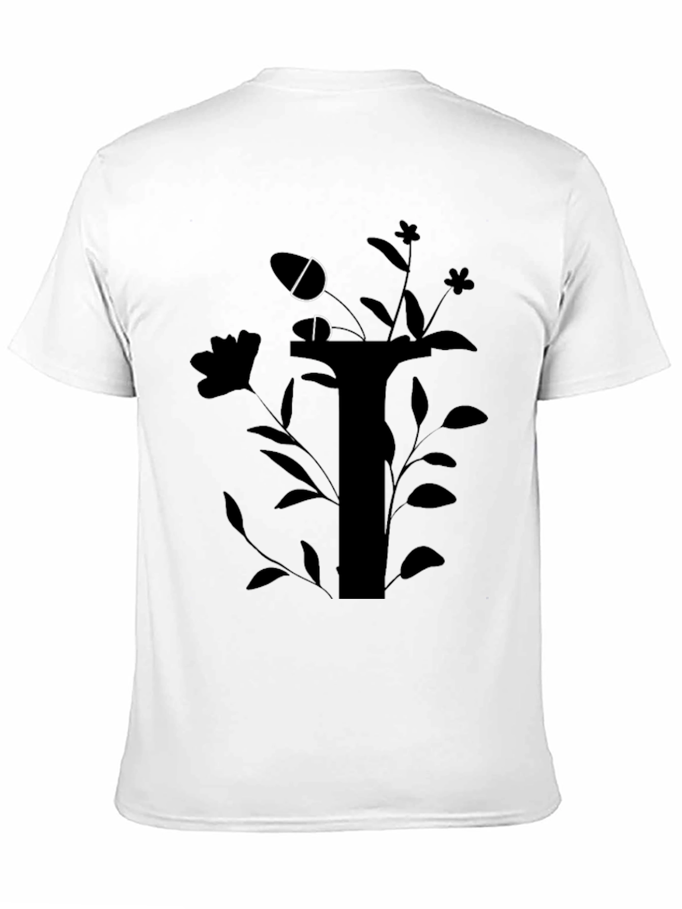 Black Graphic Tee with Floral Design
