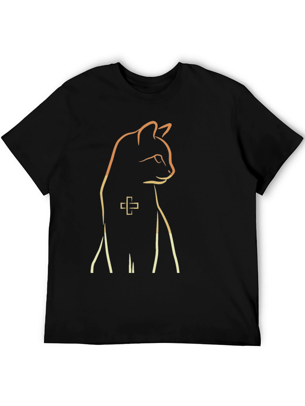 Cool Cat Outline Black T-Shirt