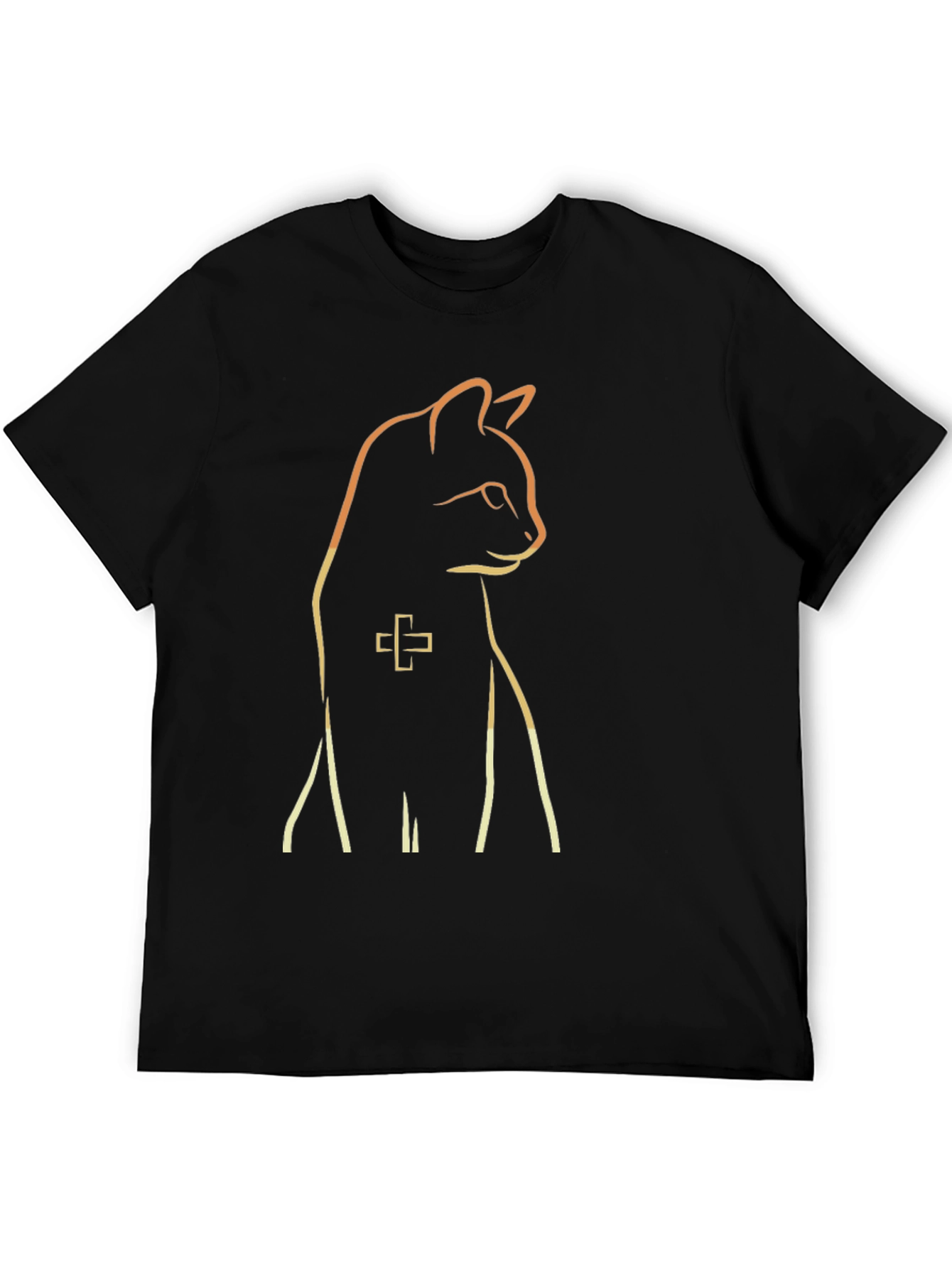 Cool Cat Outline Black T-Shirt
