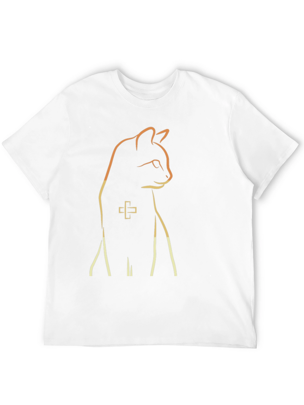 Cool Cat Outline Black T-Shirt