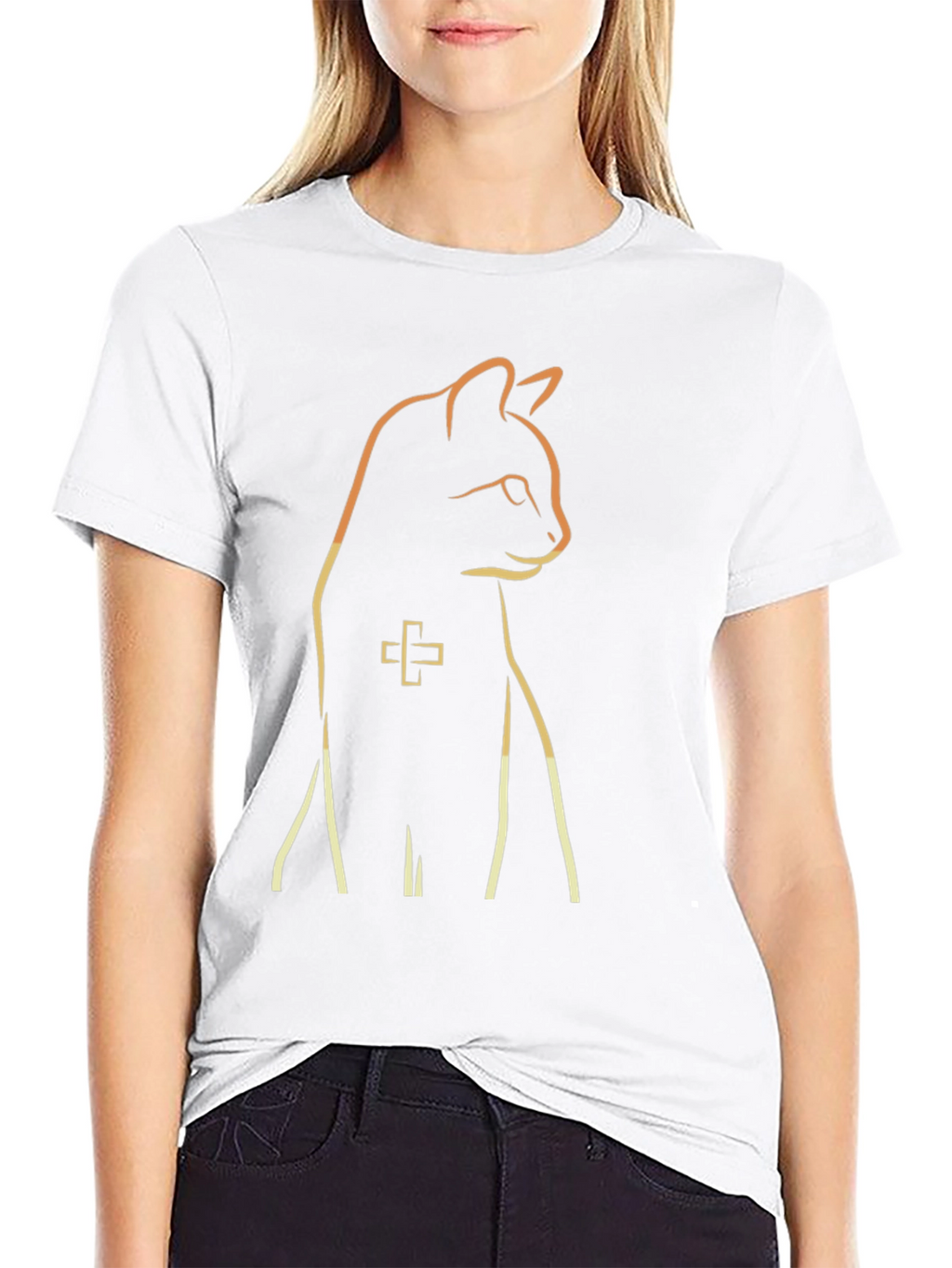 Cool Cat Outline Black T-Shirt