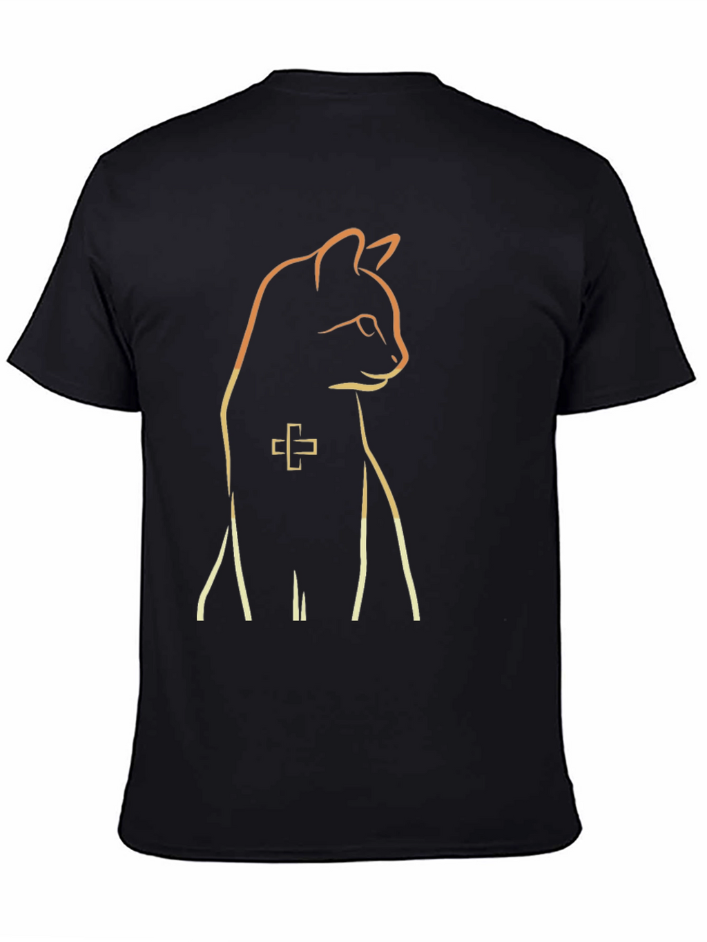 Cool Cat Outline Black T-Shirt