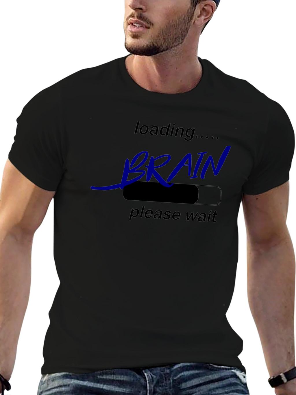 Loading Brain Graphic Tee - Black Cotton T-Shirt