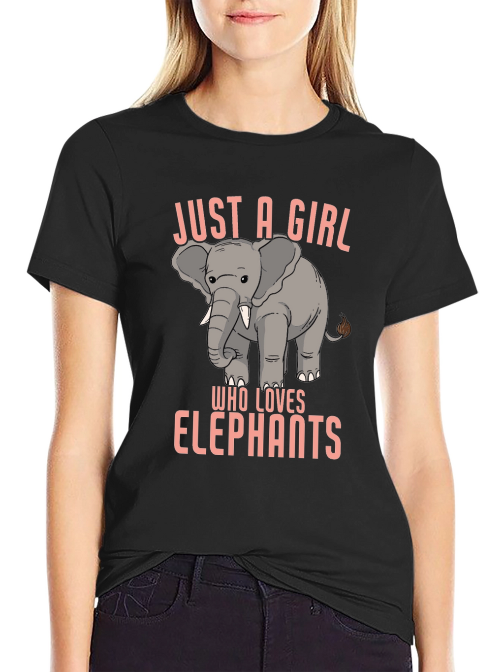 Just a Girl Who Loves Elephants Black T-Shirt