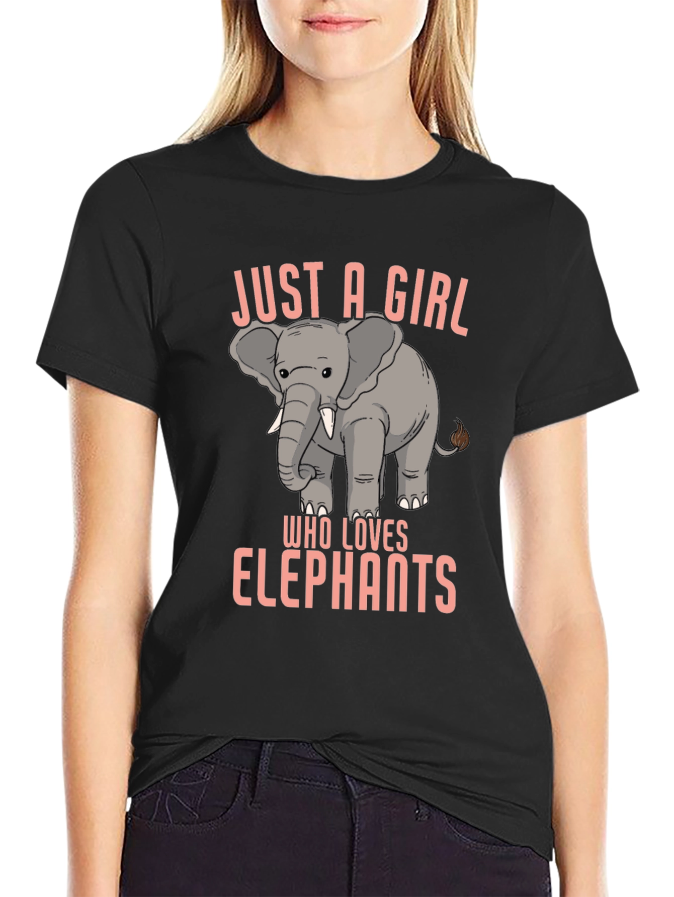 Just a Girl Who Loves Elephants Black T-Shirt
