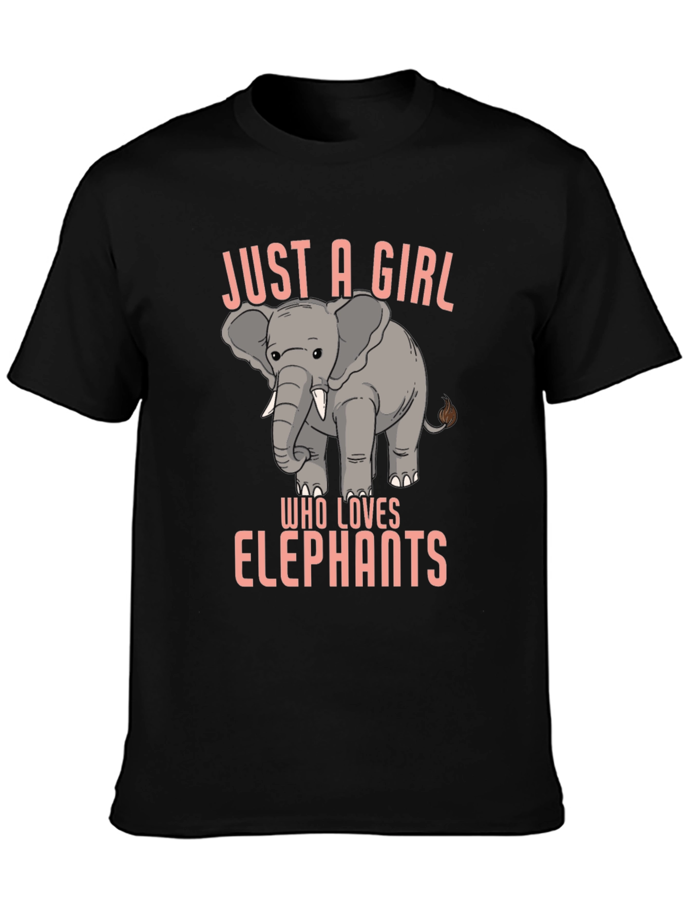 Just a Girl Who Loves Elephants Black T-Shirt