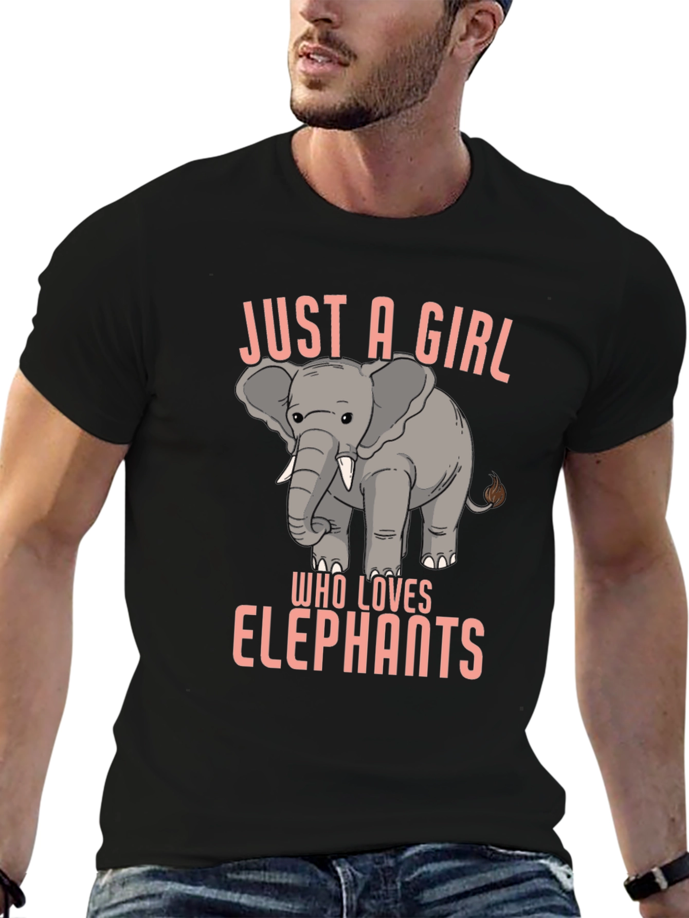 Just a Girl Who Loves Elephants Black T-Shirt