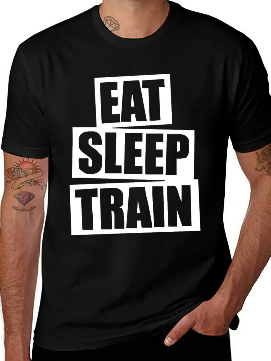 Eat Sleep Train Black Graphic T-Shirt