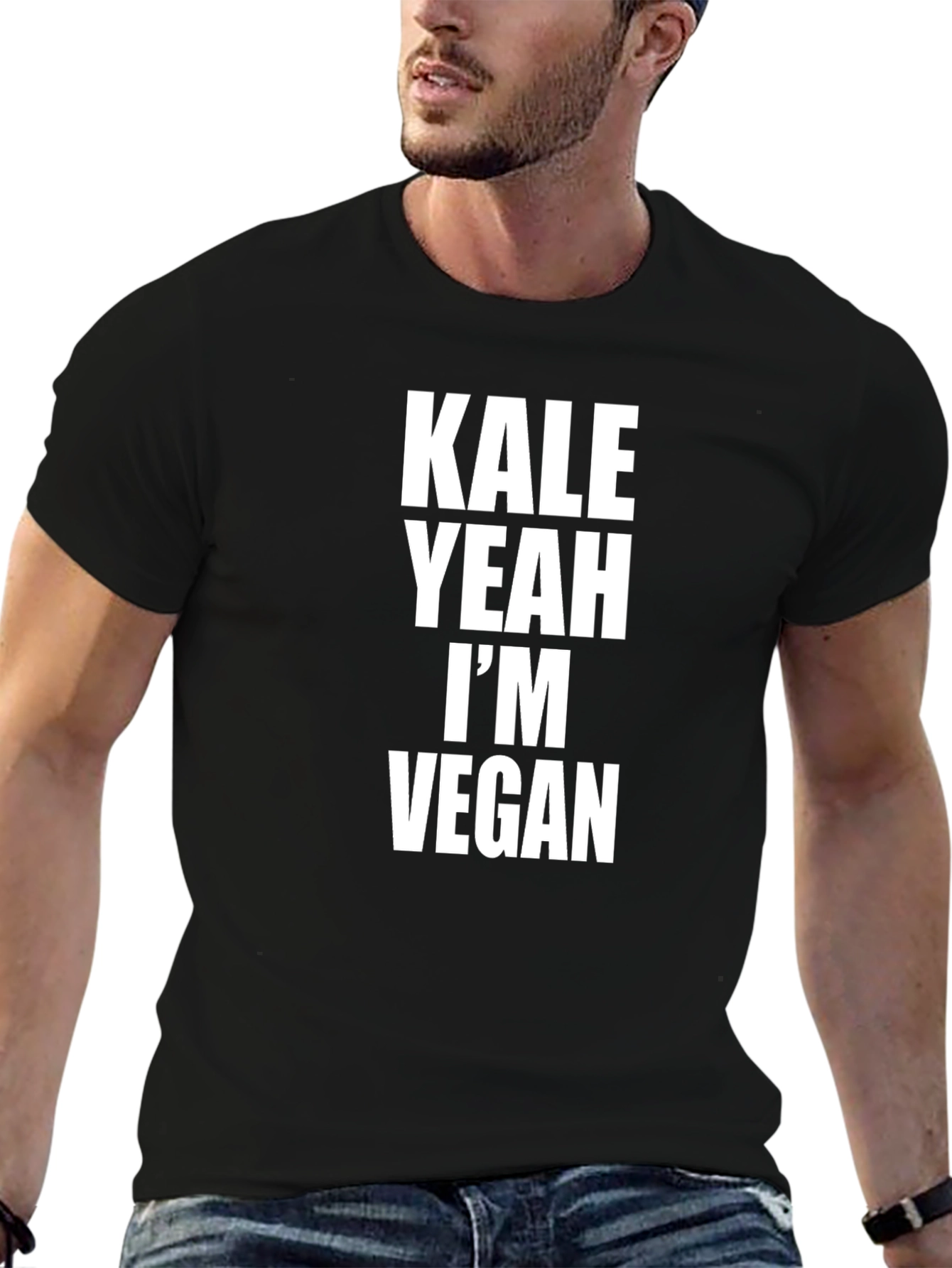 Kale Yeah Im Vegan T-Shirt - Black Crew Neck Tee