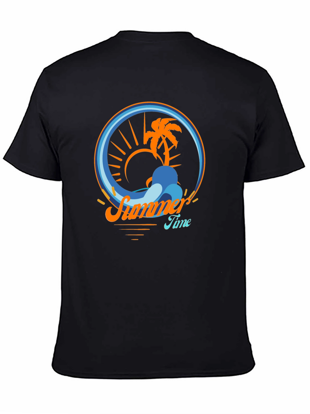 Summer Time Palm Tree Graphic Tee - Black