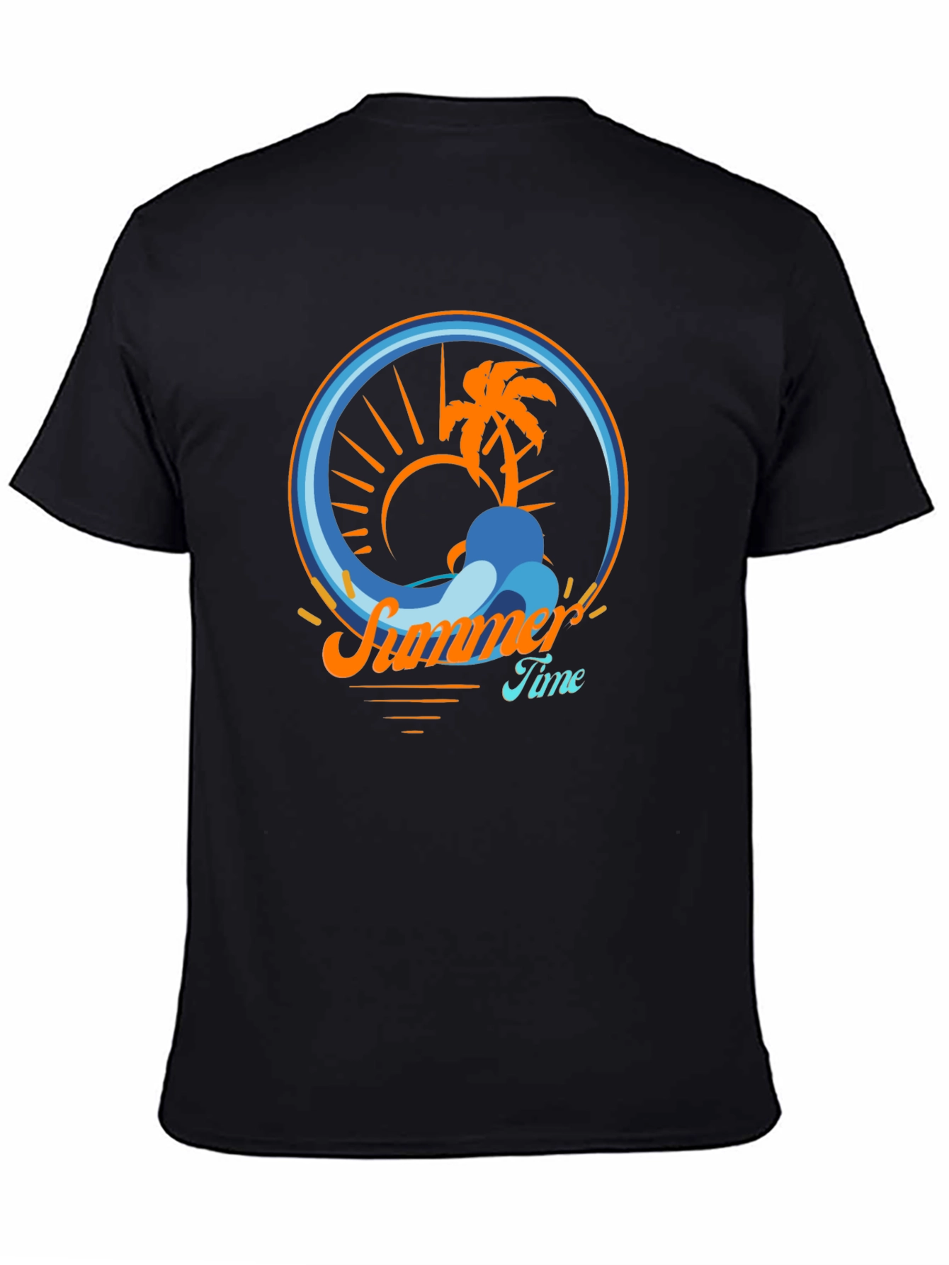Summer Time Palm Tree Graphic Tee - Black