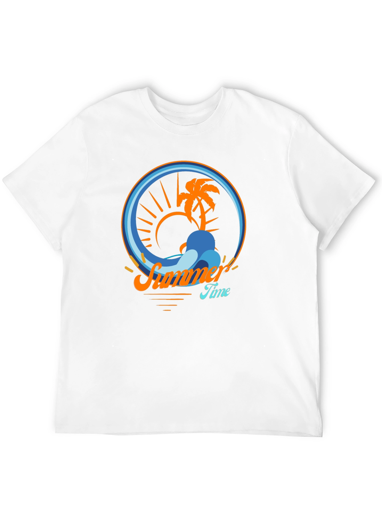 Summer Time Palm Tree Graphic Tee - Black