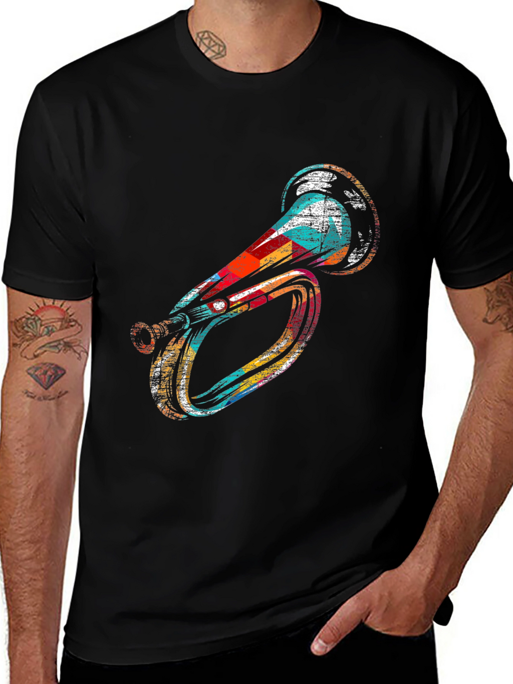Unique Horn Graphic Black T-Shirt