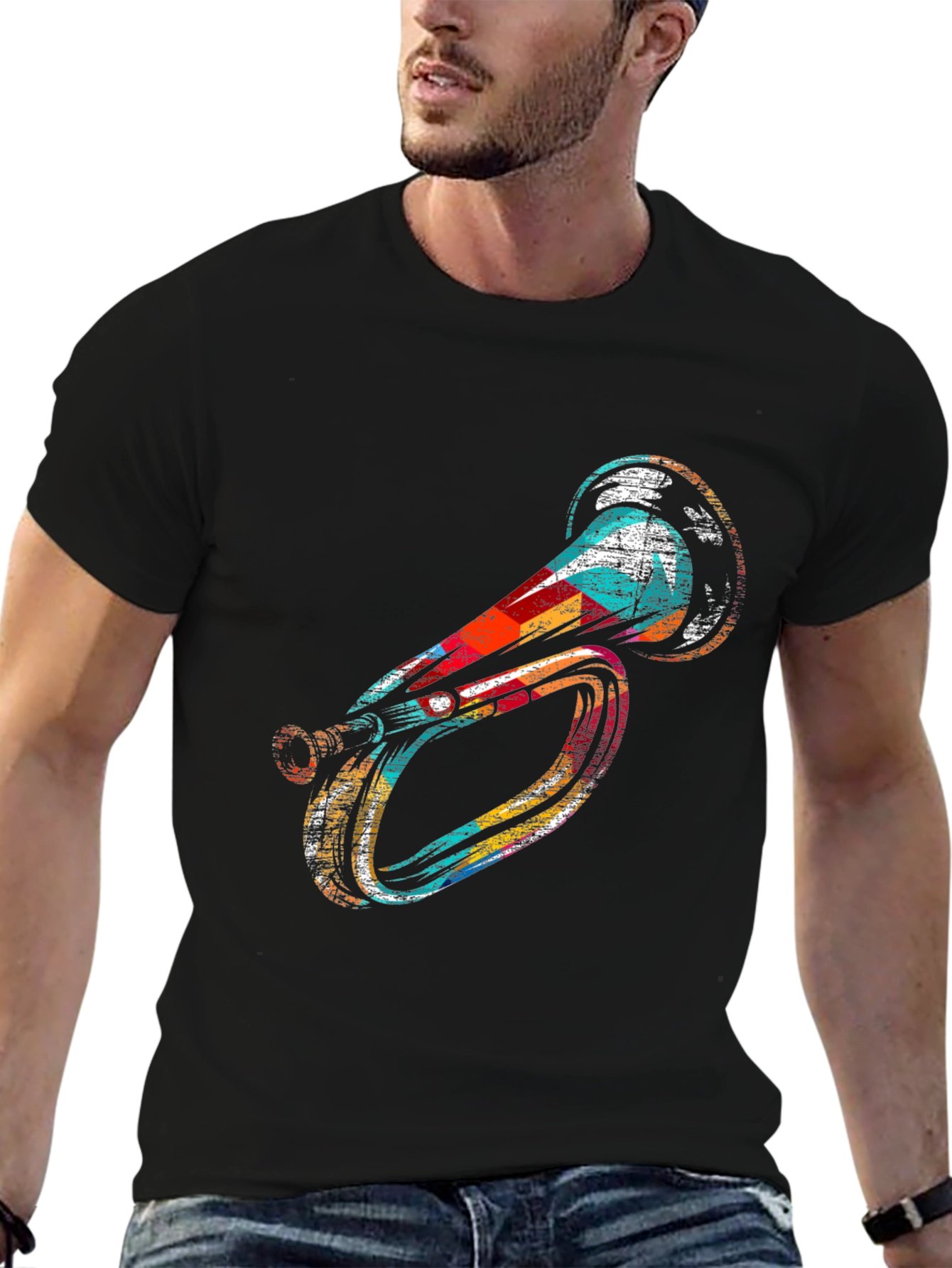 Unique Horn Graphic Black T-Shirt