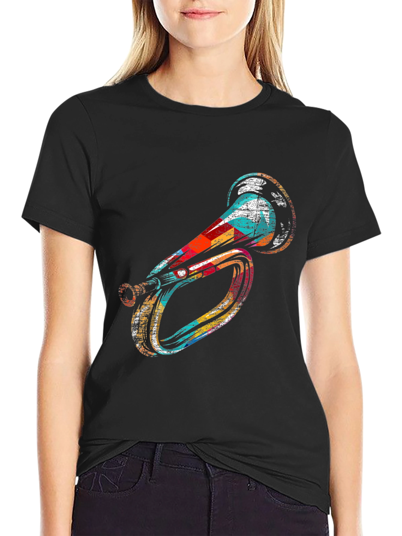 Unique Horn Graphic Black T-Shirt