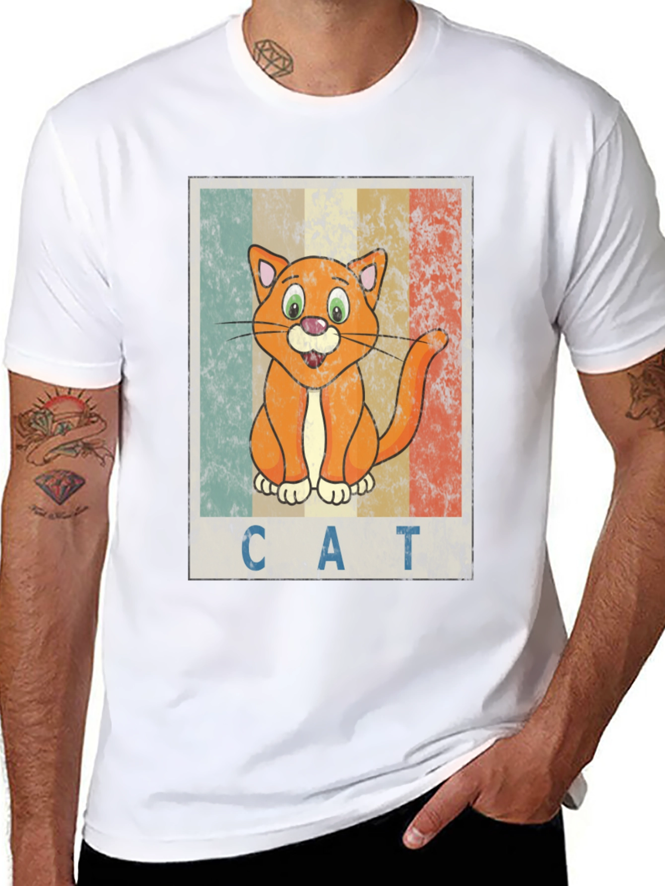 Retro Cartoon Cat Graphic T-Shirt