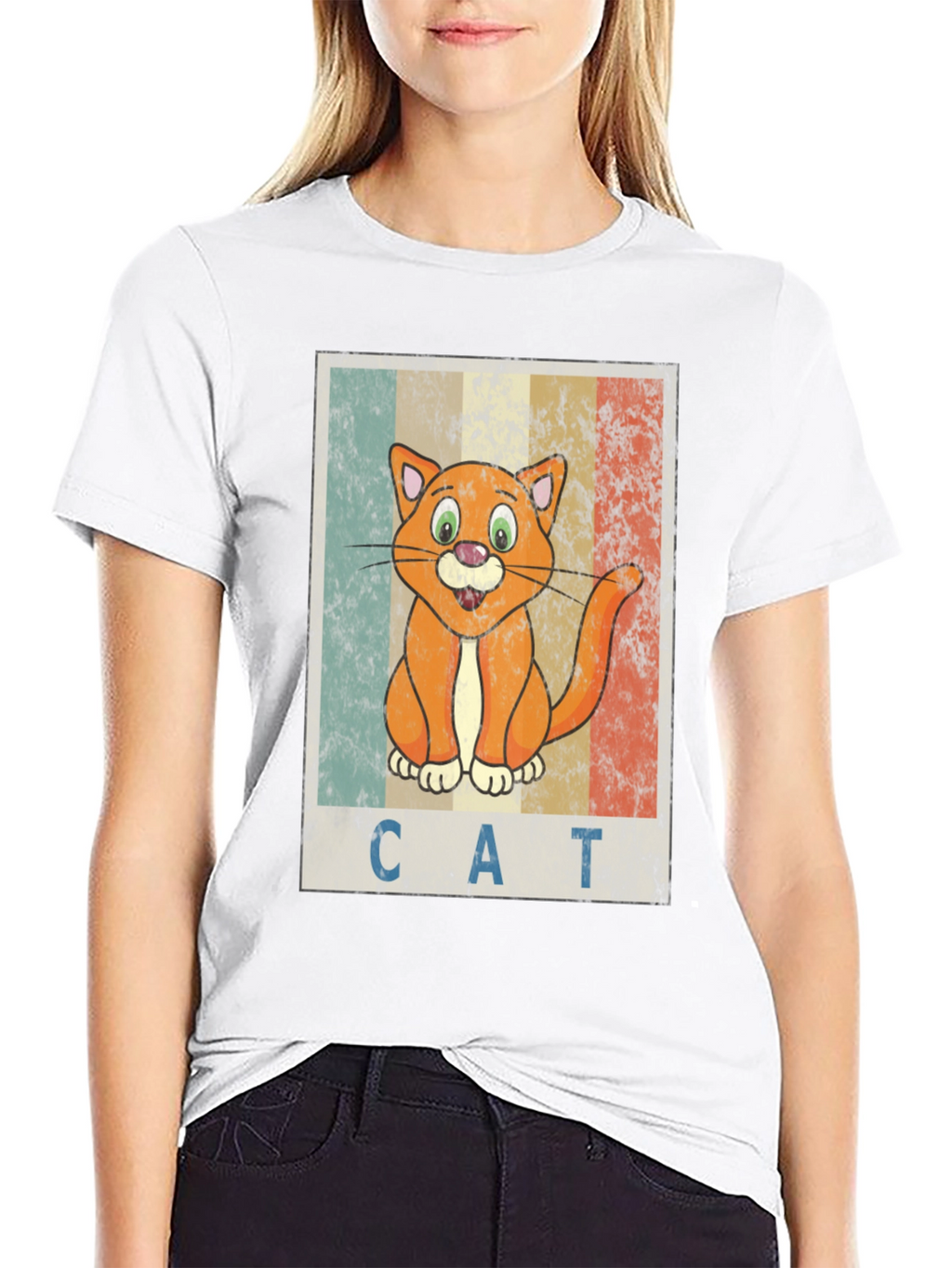 Retro Cartoon Cat Graphic T-Shirt