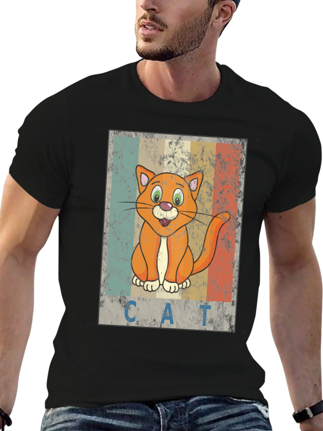 Retro Cartoon Cat Graphic T-Shirt