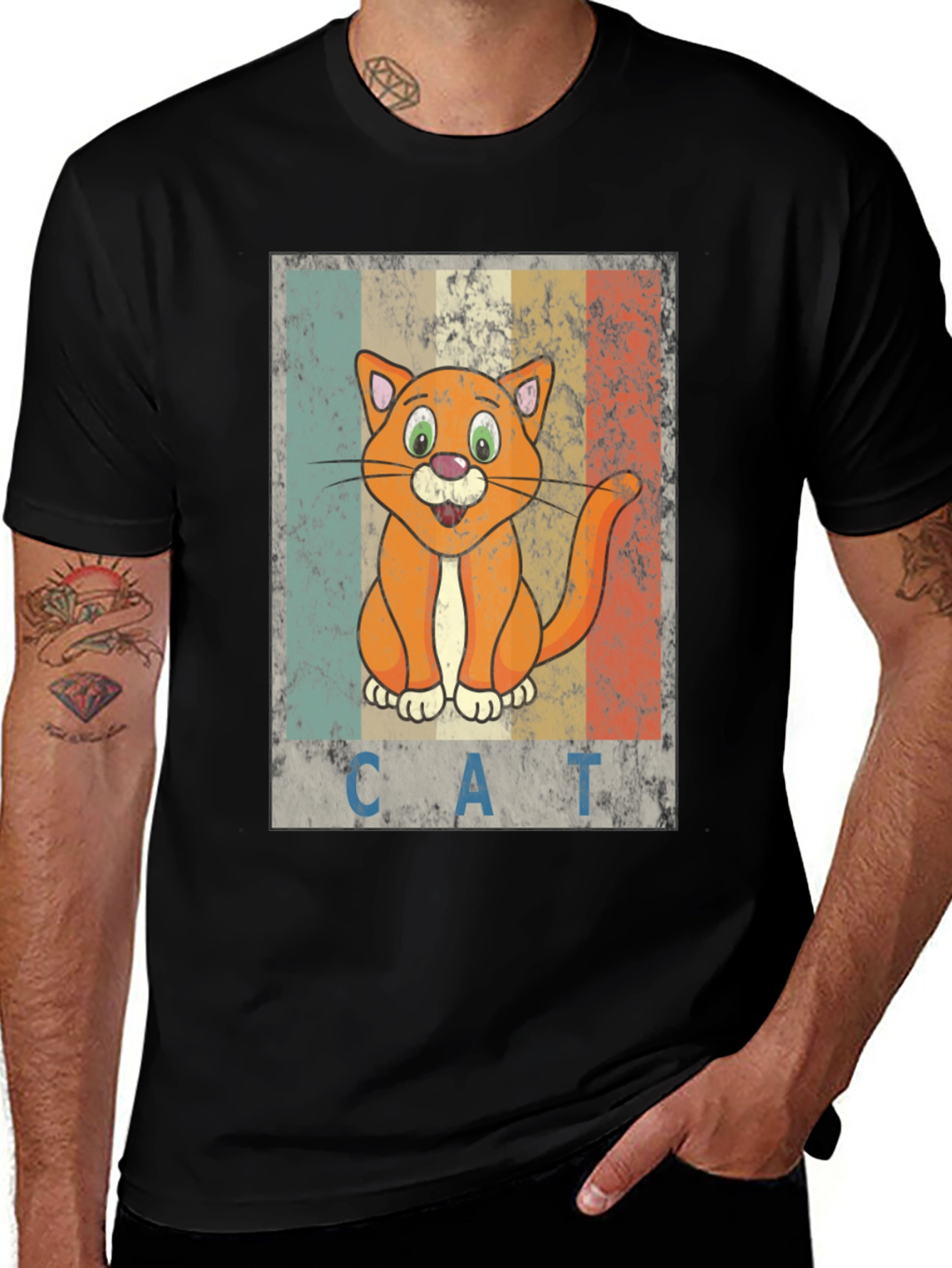 Retro Cartoon Cat Graphic T-Shirt