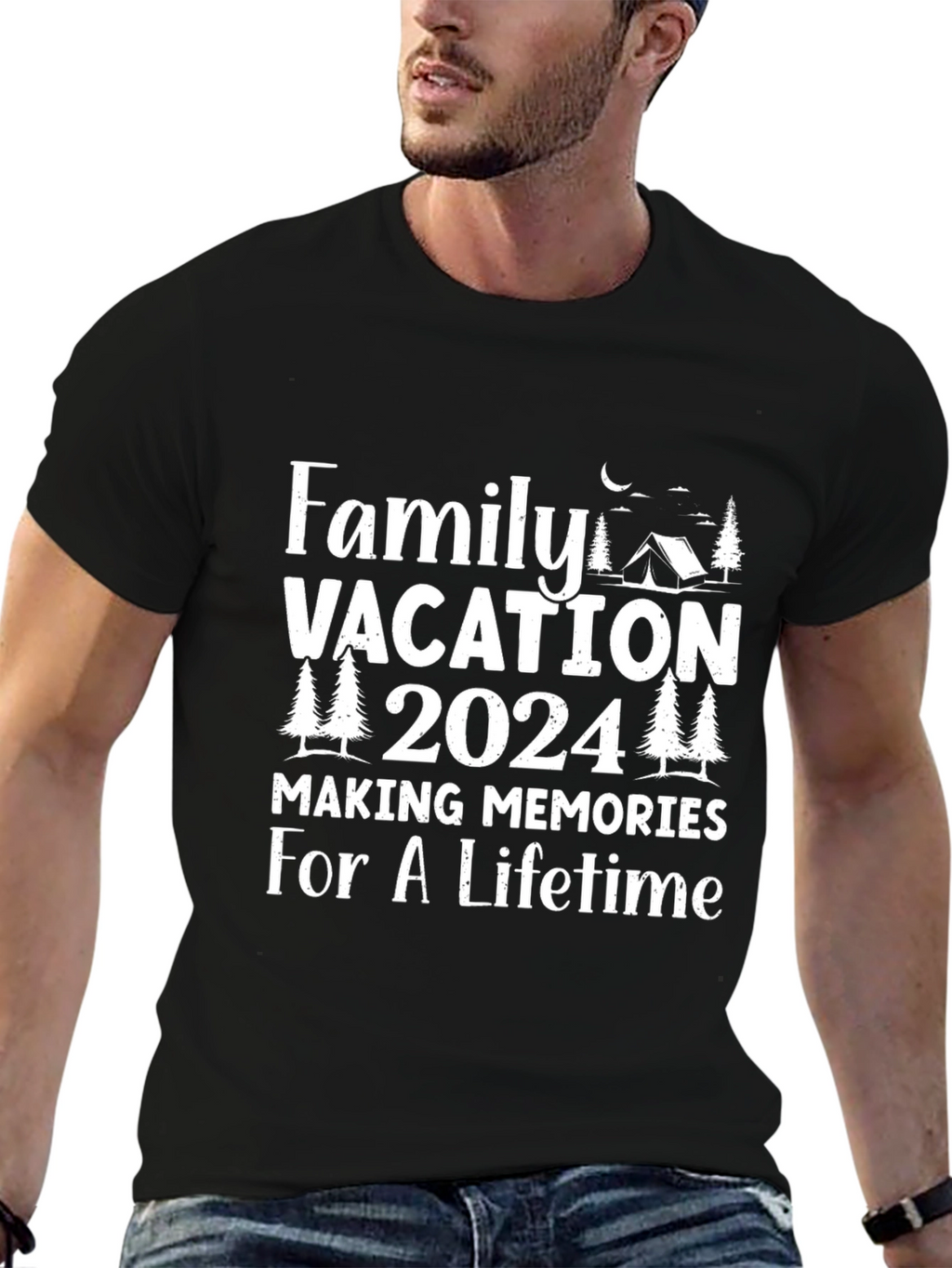 Family Vacation 2024 Black T-Shirt