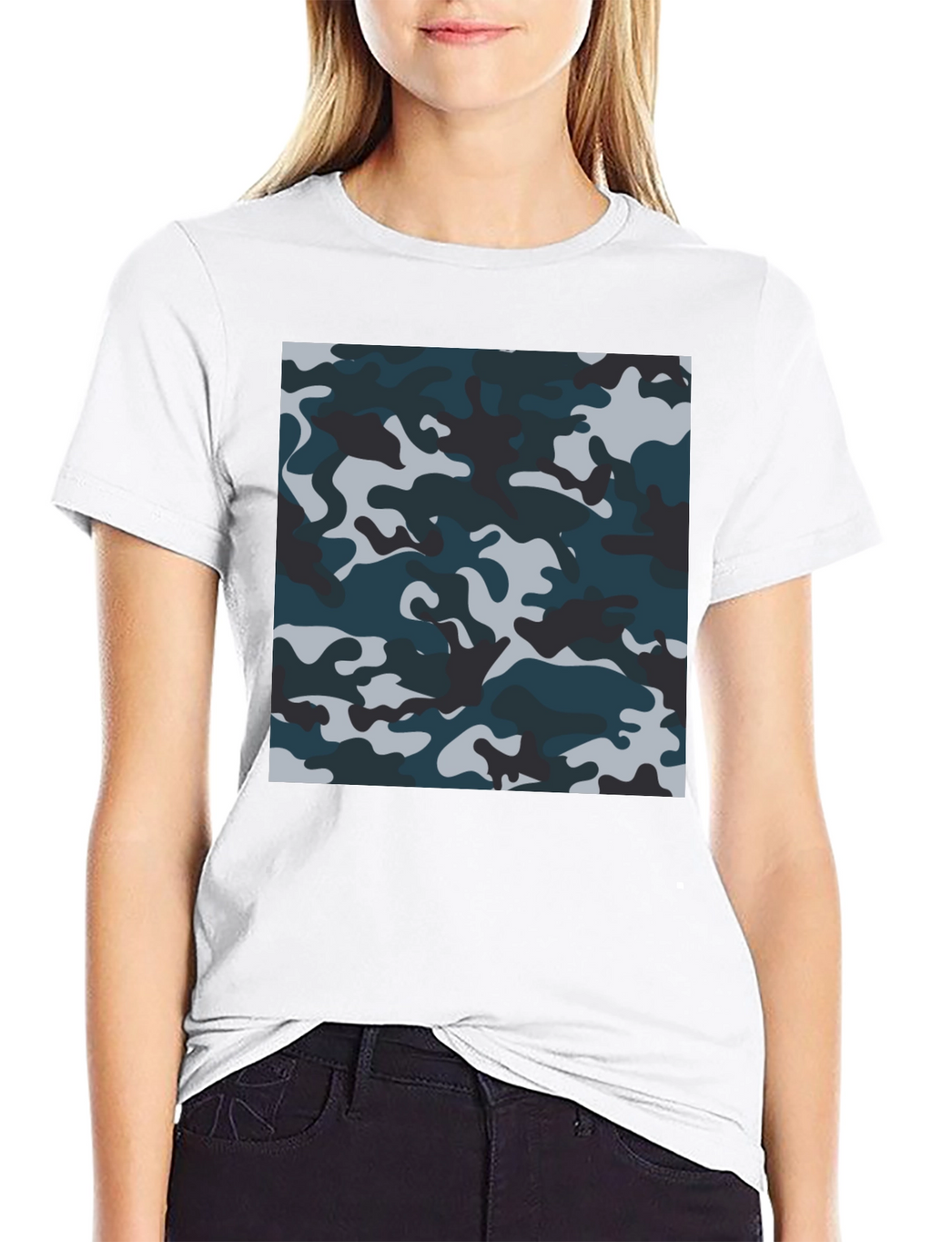 Camouflage Pattern Black T-Shirt