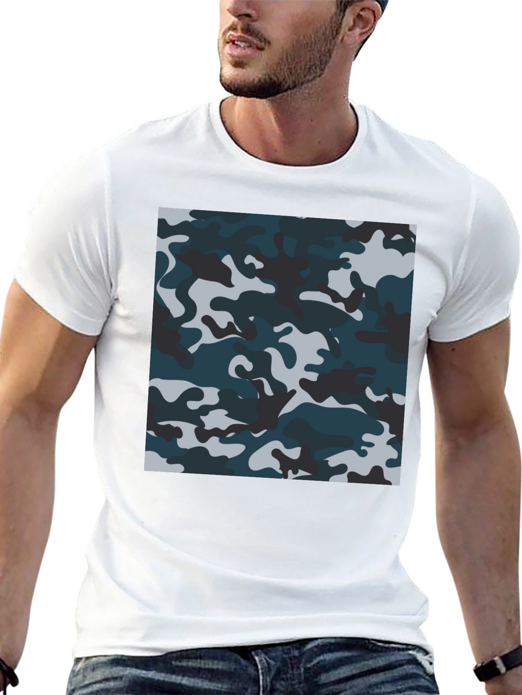 Camouflage Pattern Black T-Shirt