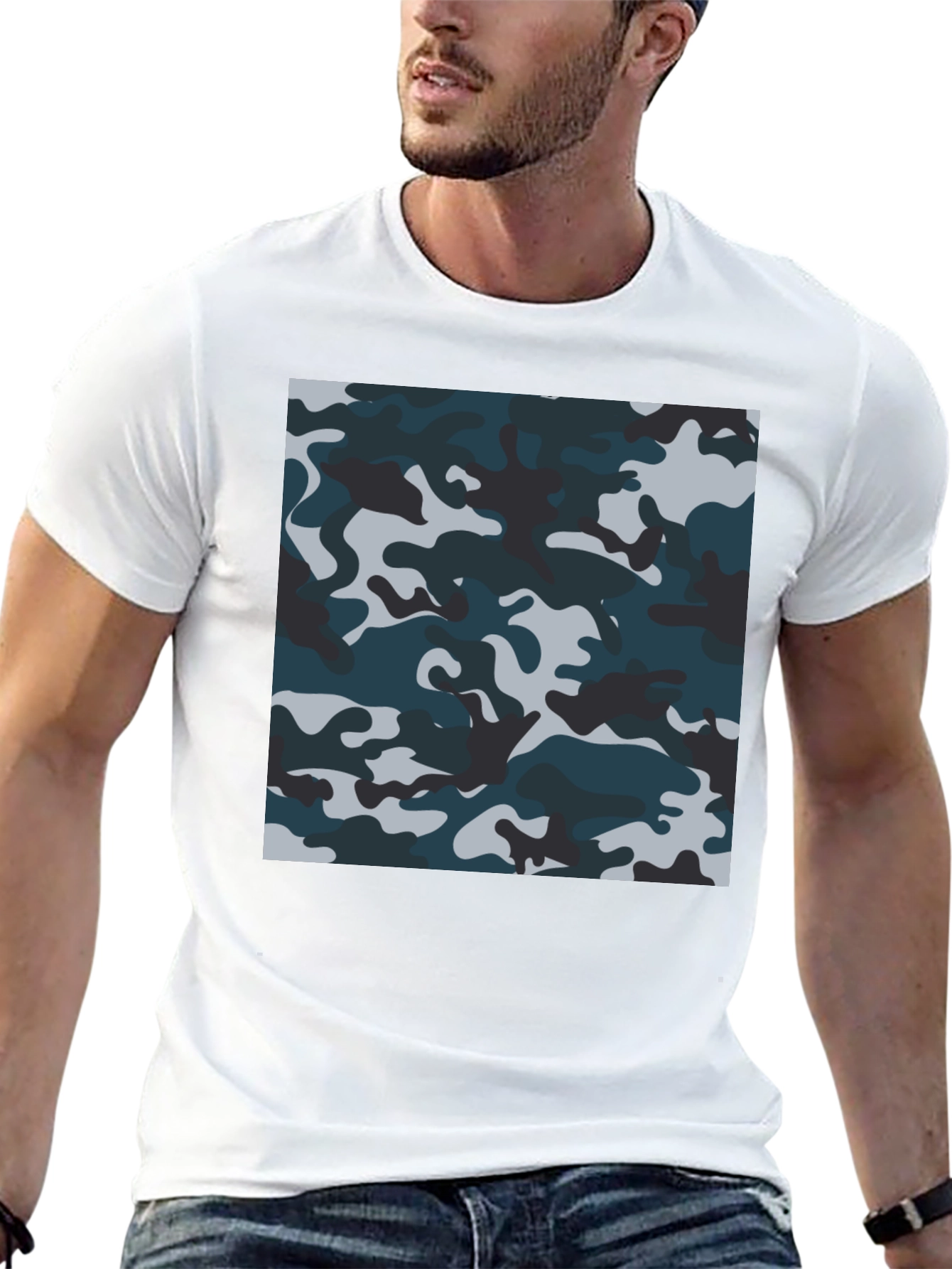 Camouflage Pattern Black T-Shirt