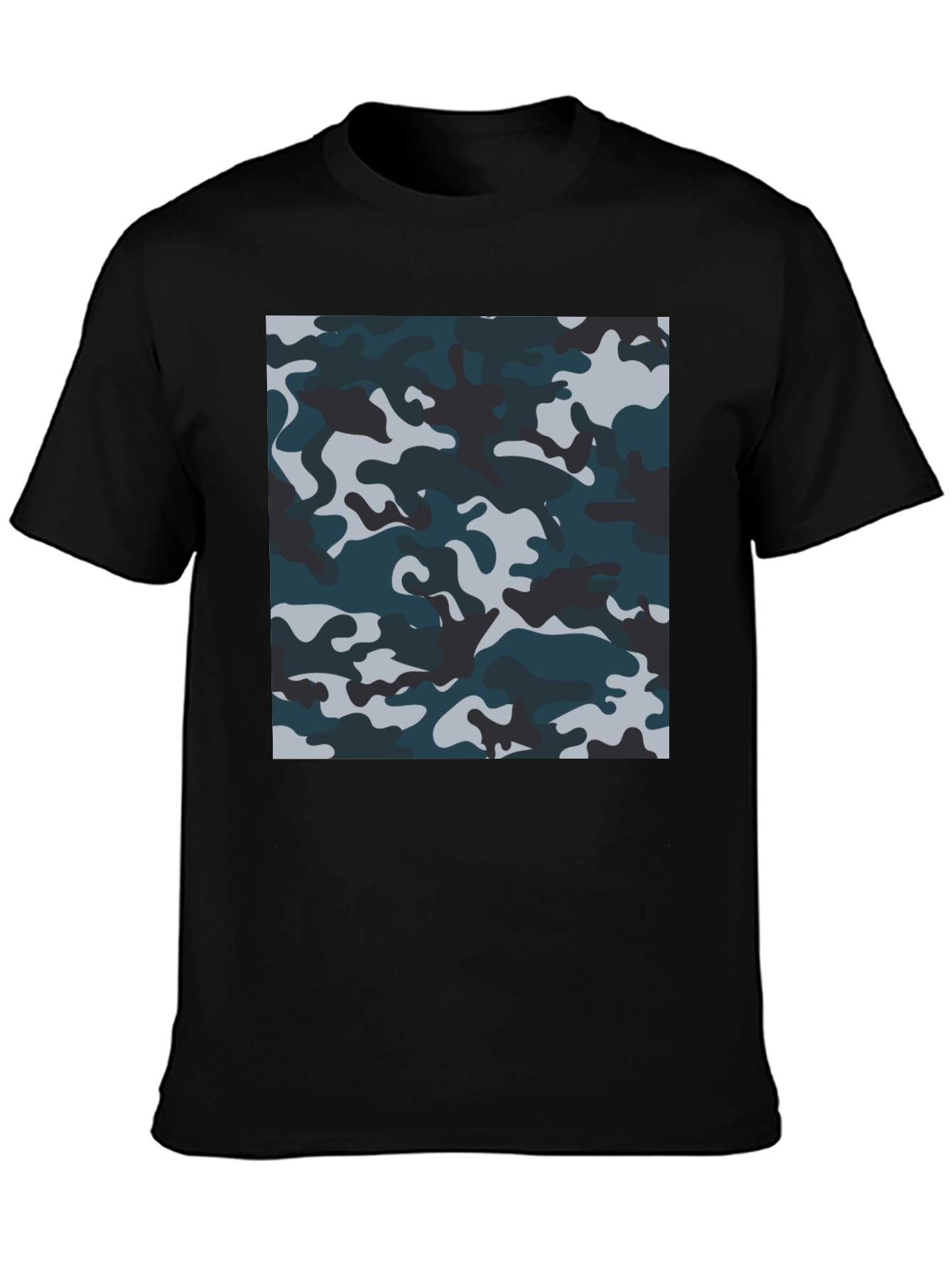 Camouflage Pattern Black T-Shirt