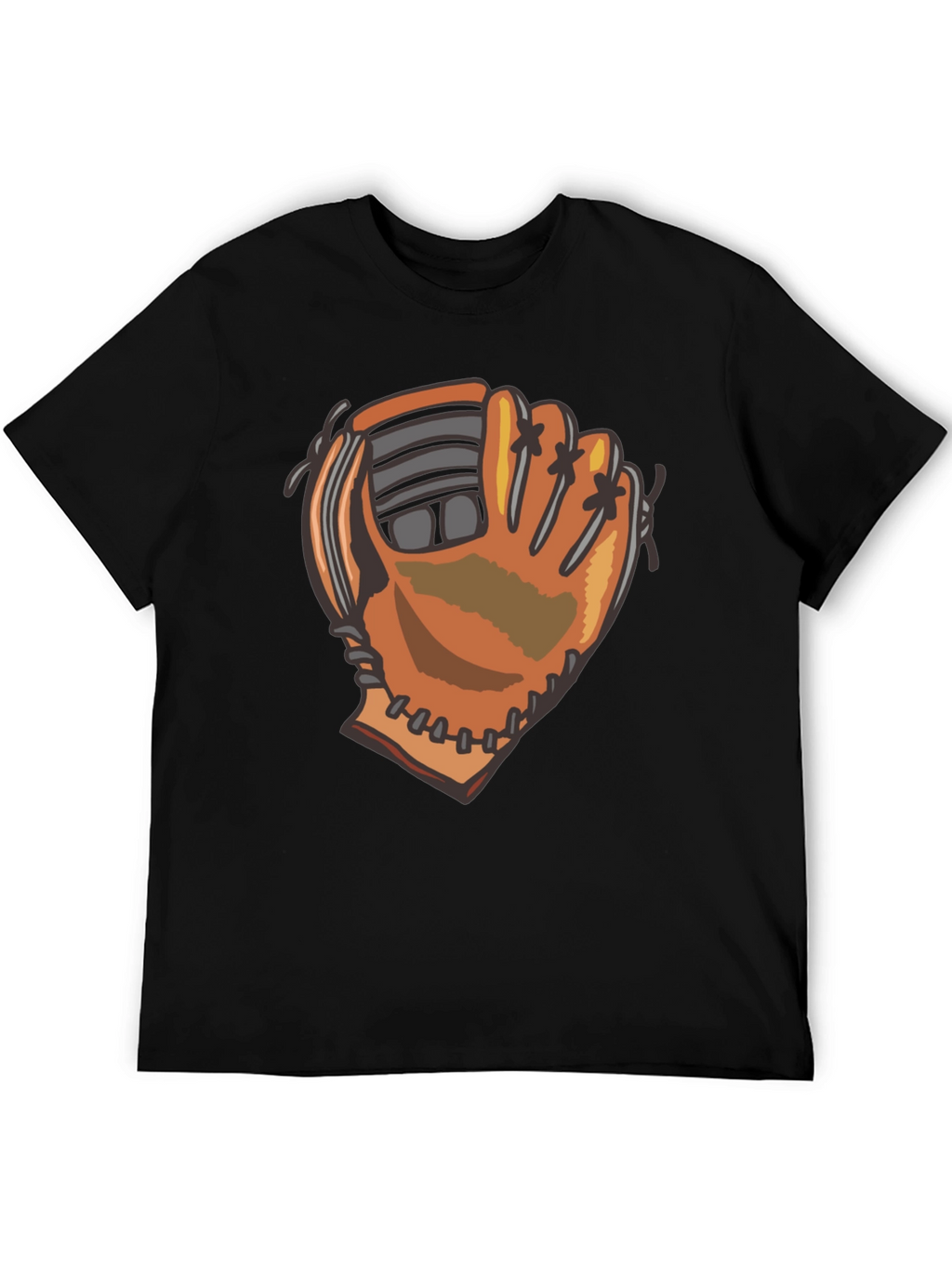 Baseball Glove Graphic Tee - Black Cotton Blend