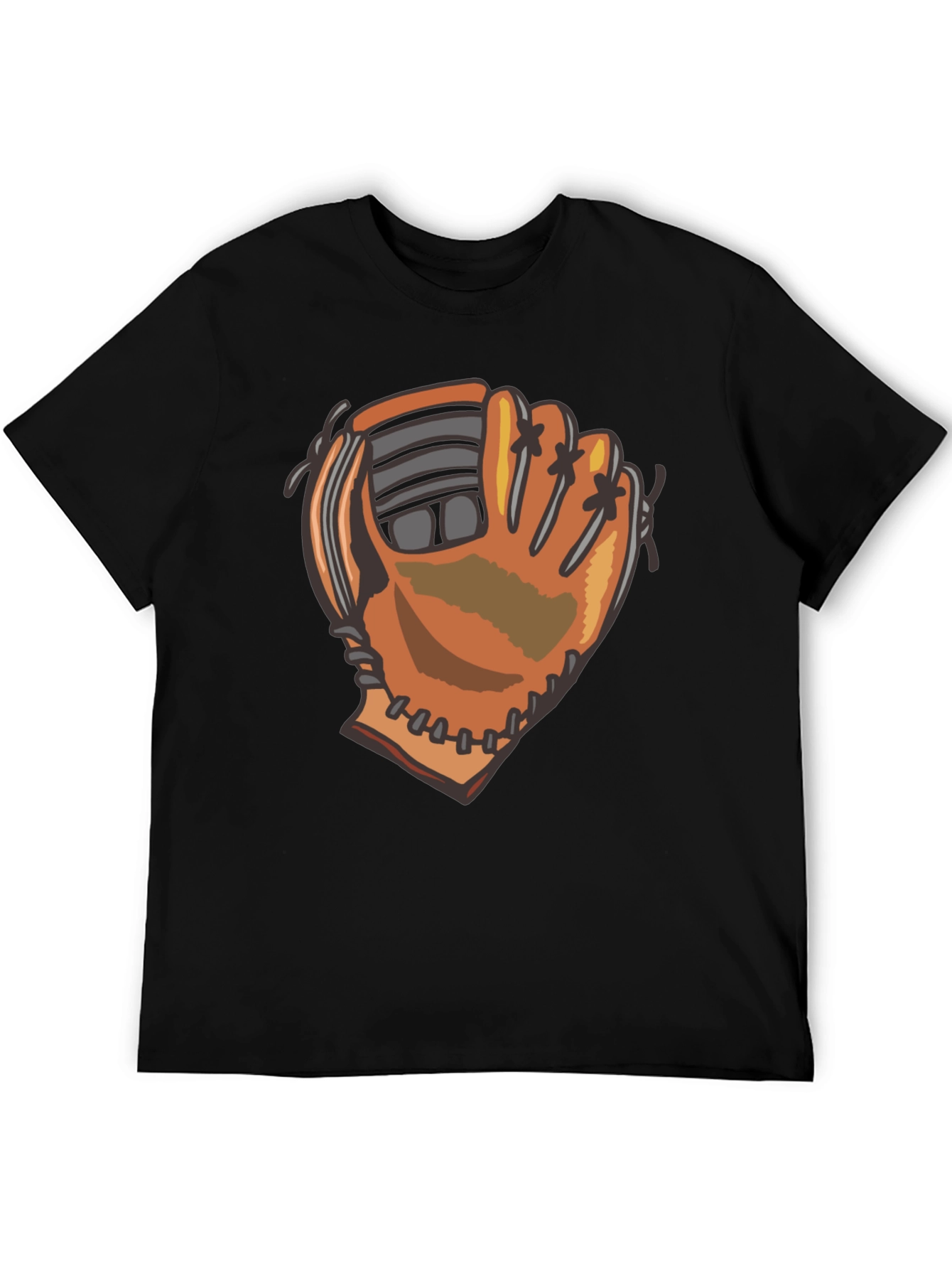 Baseball Glove Graphic Tee - Black Cotton Blend