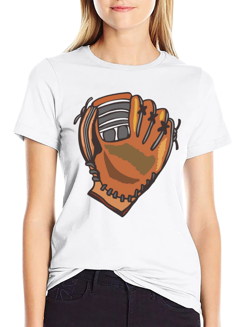 Baseball Glove Graphic Tee - Black Cotton Blend