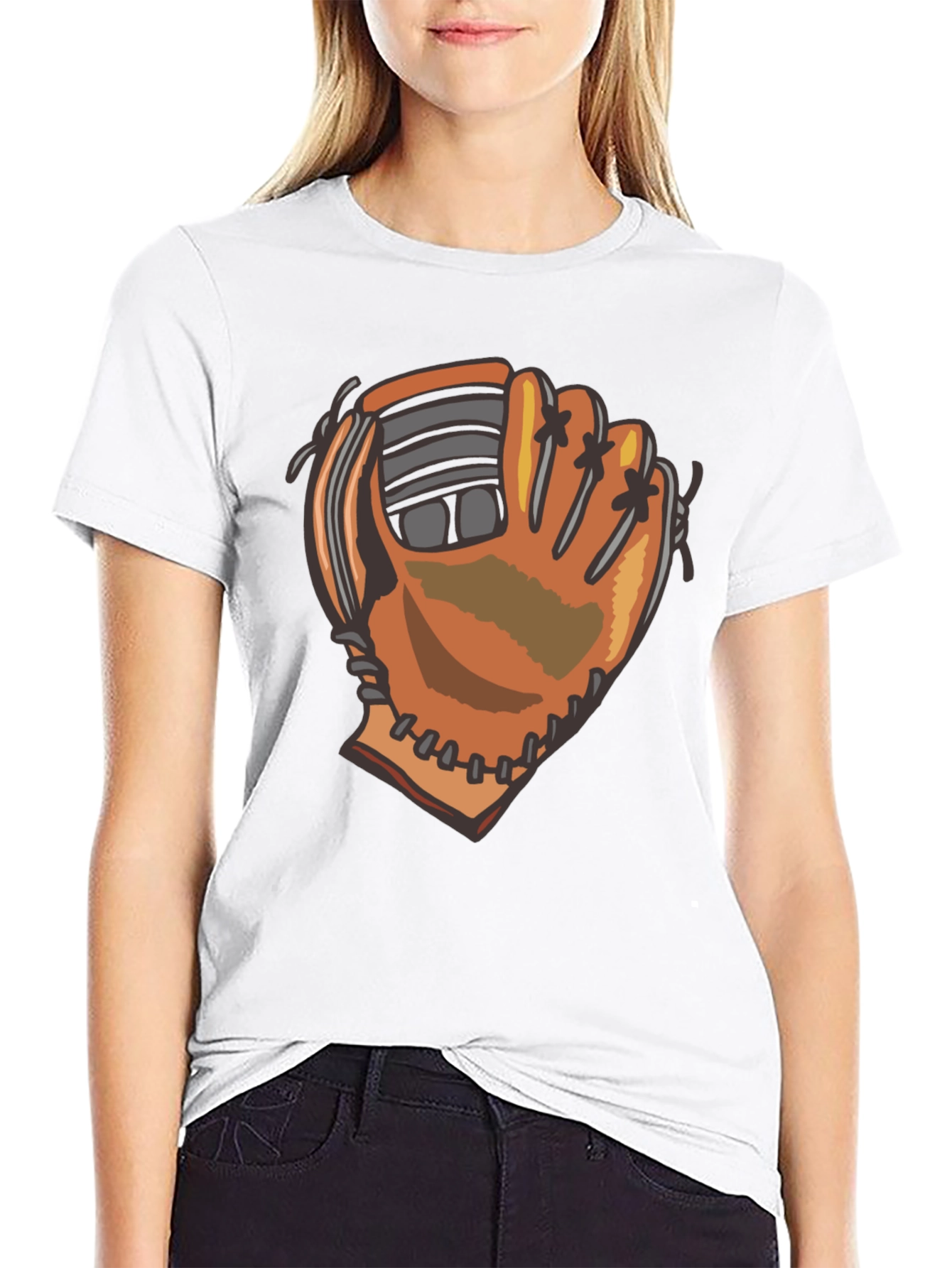 Baseball Glove Graphic Tee - Black Cotton Blend