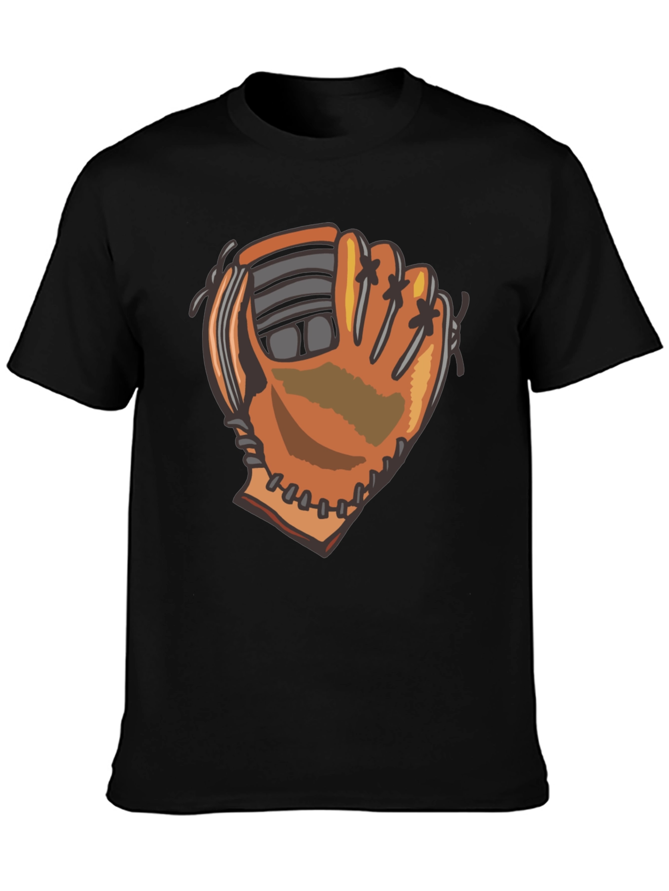 Baseball Glove Graphic Tee - Black Cotton Blend