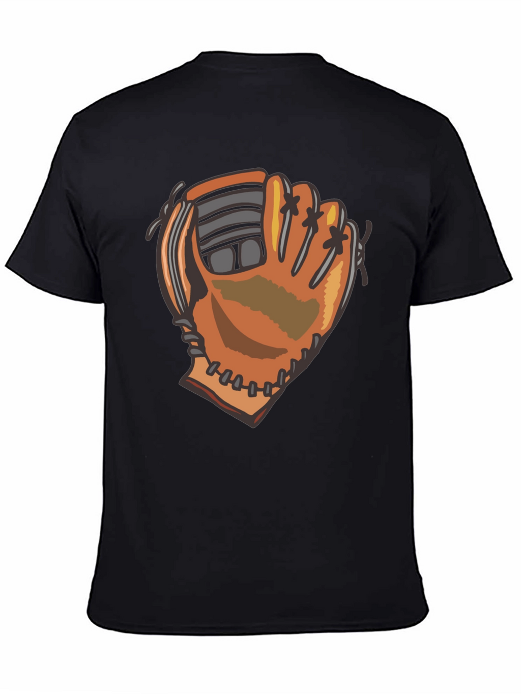 Baseball Glove Graphic Tee - Black Cotton Blend