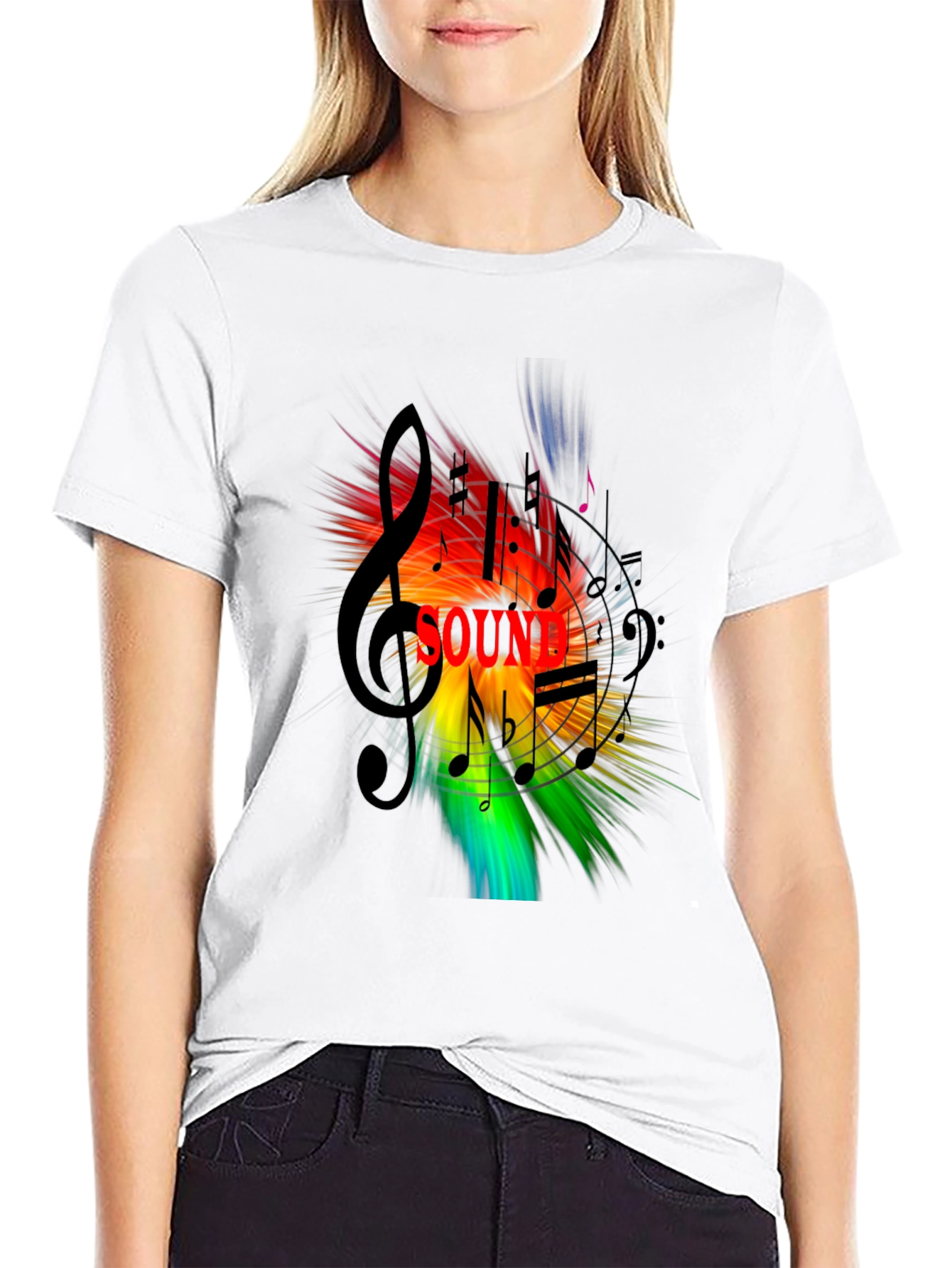 Vibrant Sound Music Notes Graphic T-Shirt