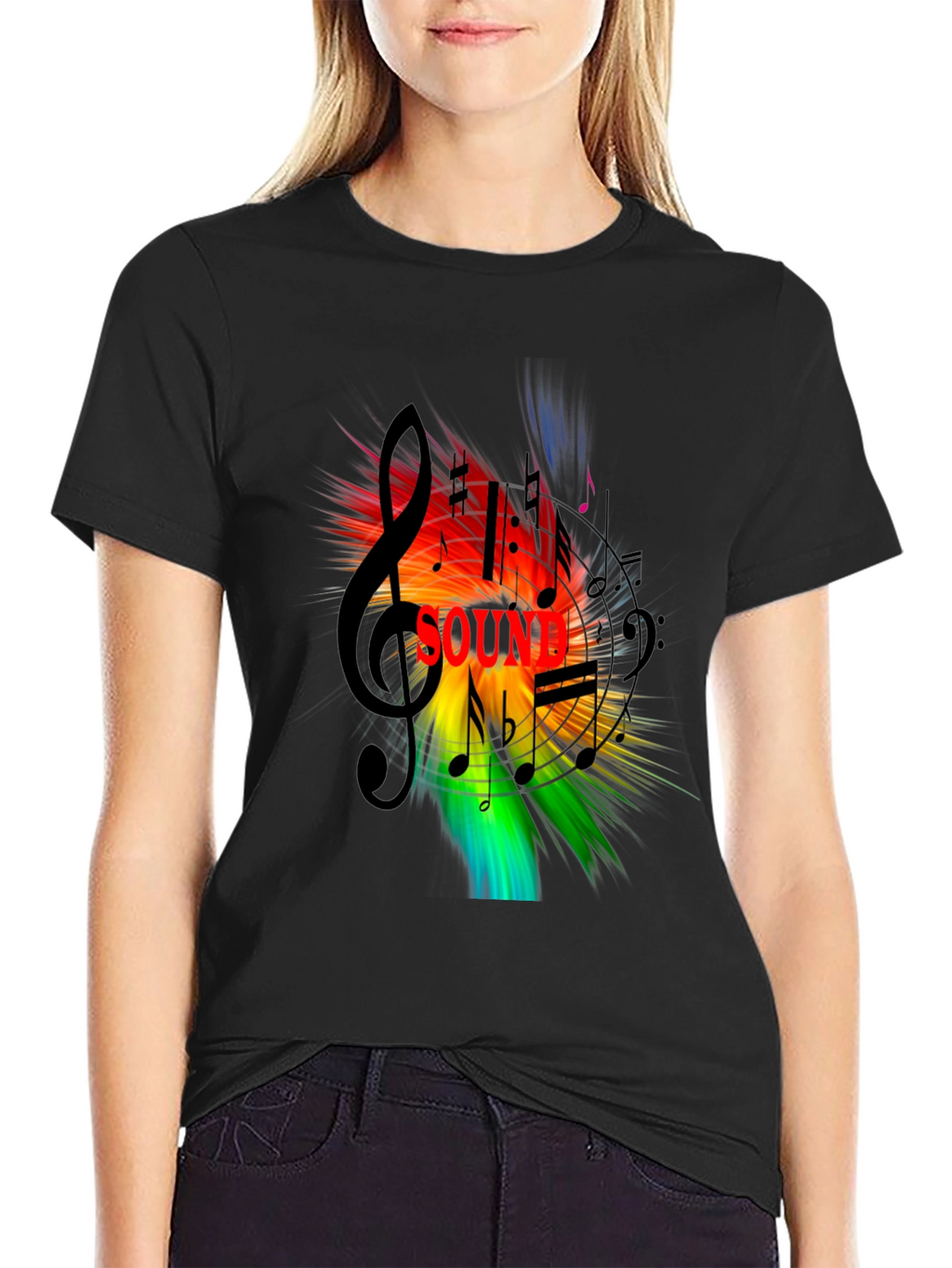 Vibrant Sound Music Notes Graphic T-Shirt