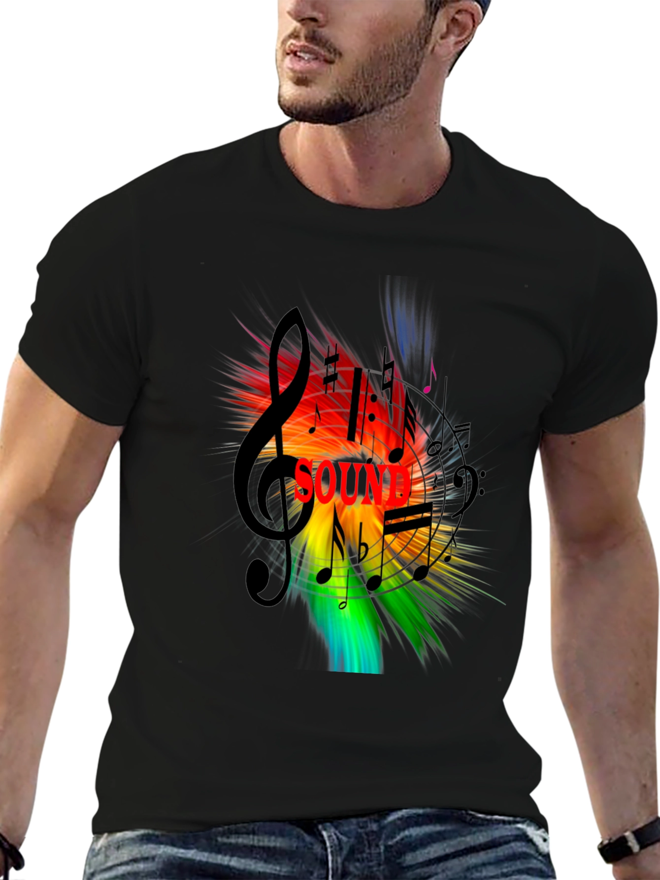 Vibrant Sound Music Notes Graphic T-Shirt